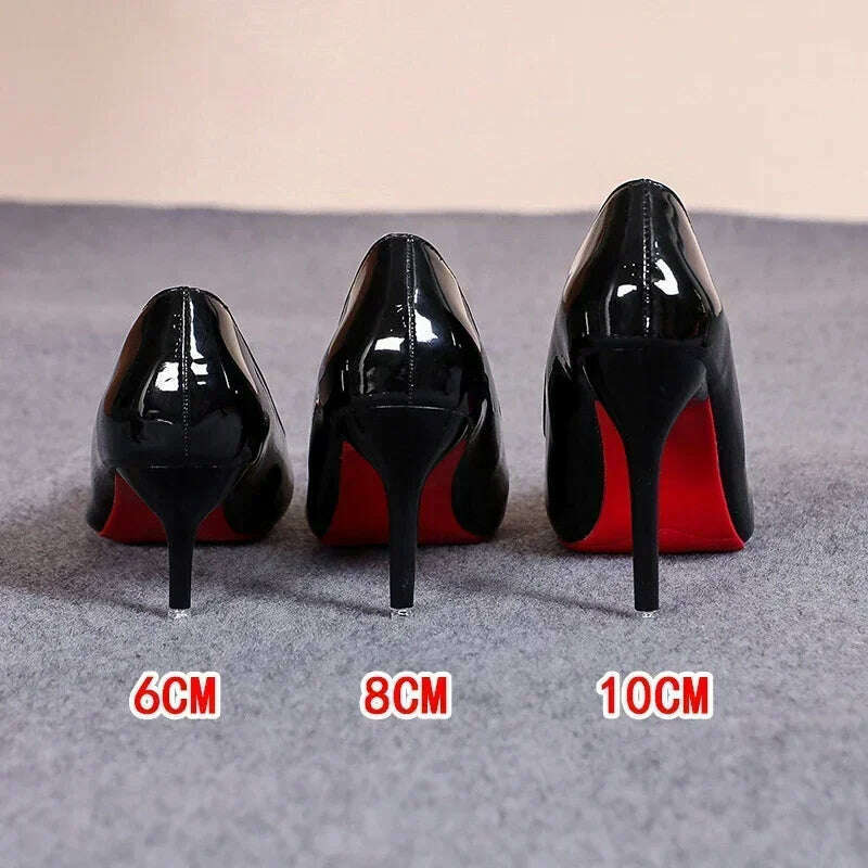 KIMLUD, Sexy Red Bottom Women High Heels Classic Ladies Pumps Autumn Soft Leather Dress Heel Shoes for Women Banquet Wedding High Heels, KIMLUD Womens Clothes