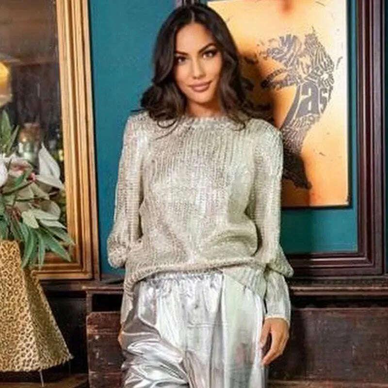 KIMLUD, V-neck Bright Color Sweater For Women Fashion Loose Long Sleeve Jumper Chic Warm Highstreet Pullover Autumn Winter, KIMLUD Womens Clothes