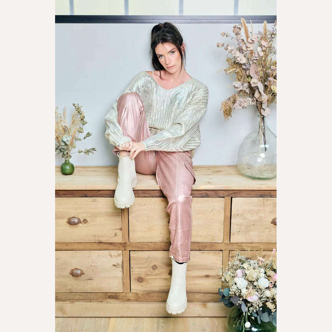 KIMLUD, Sexy V-neck Bright Color Sweater For Women Fashion Loose Long Sleeve Jumper Chic Warm Highstreet Pullover 2023 Autumn Winter, G / S, KIMLUD APPAREL - Womens Clothes