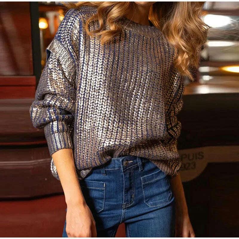 KIMLUD, V-neck Bright Color Sweater For Women Fashion Loose Long Sleeve Jumper Chic Warm Highstreet Pullover Autumn Winter, KIMLUD Womens Clothes