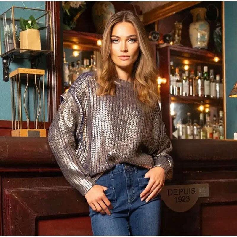 KIMLUD, V-neck Bright Color Sweater For Women Fashion Loose Long Sleeve Jumper Chic Warm Highstreet Pullover Autumn Winter, KIMLUD Womens Clothes