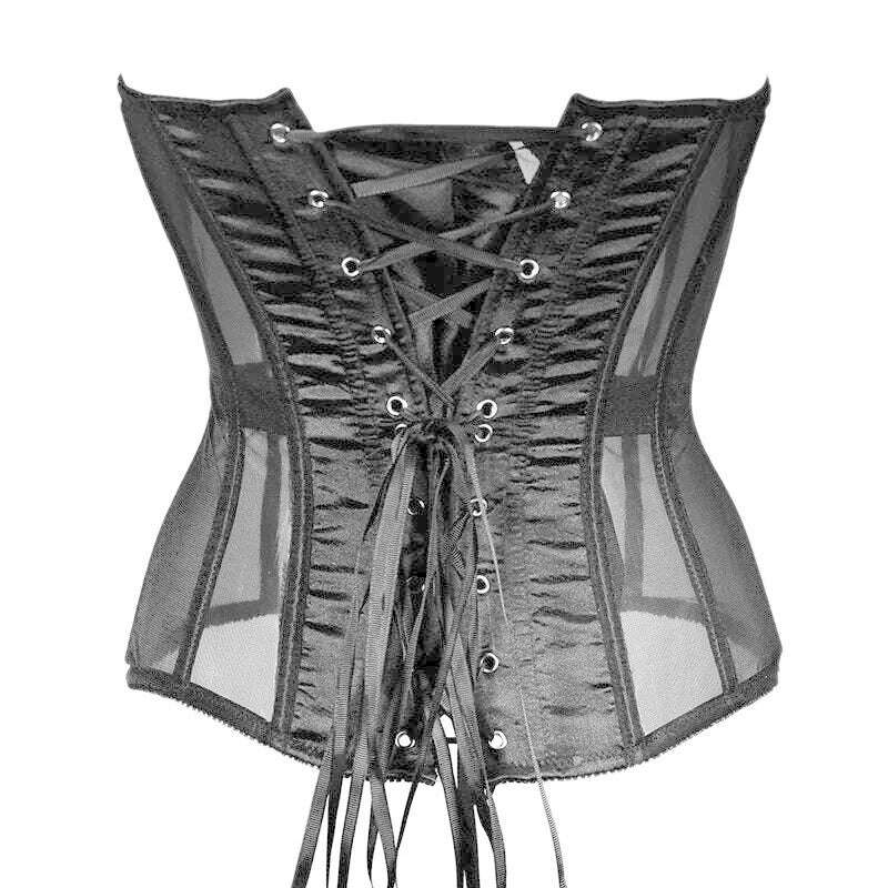 Sexy Women Sheer Bustier Lace Up Corset Top Corset Boned Waist Trainer Lingerie Overbust Corsets Body Shaper Corsets for Women - KIMLUD