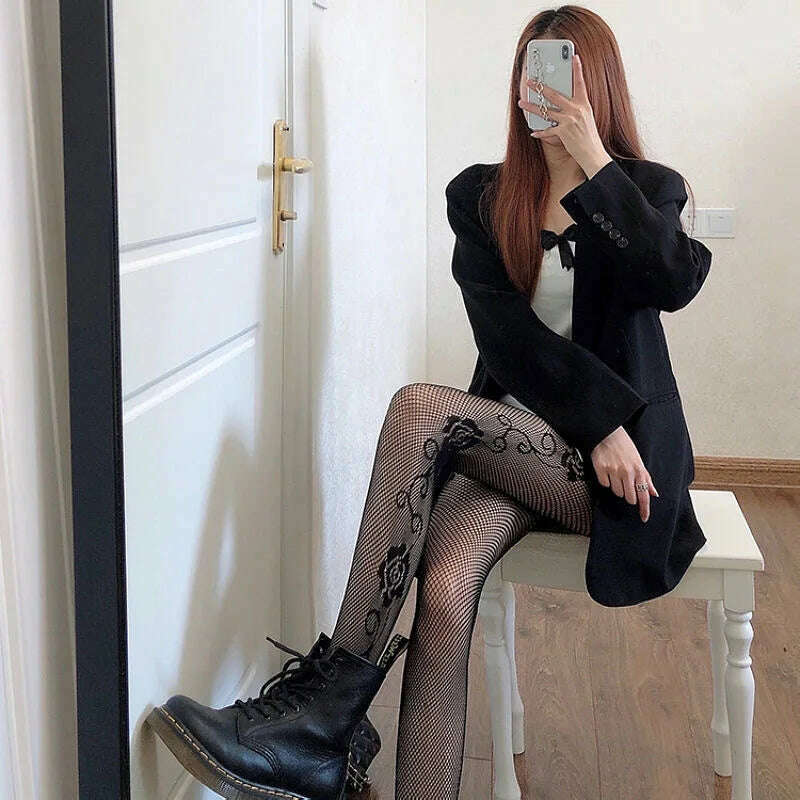 Sexy Women's Leopard Print Mesh Fishnet Net Pantyhose Stockings Party Tights Socks Stockings Lolita JK G Tights Gothic Clothes - KIMLUD