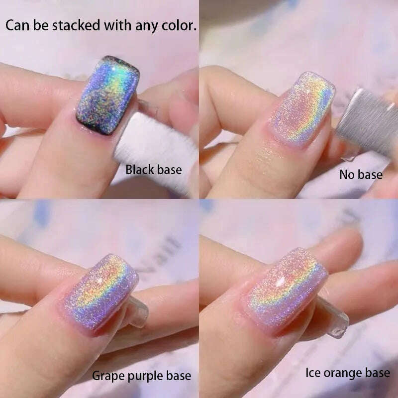 SHAKA 10ml Super Flash Laser Rainbow Cat Eye Gel Nail Polish, Versatile Sparkle Cat Eye Diamond Pigment Sparkle Rainbow - KIMLUD