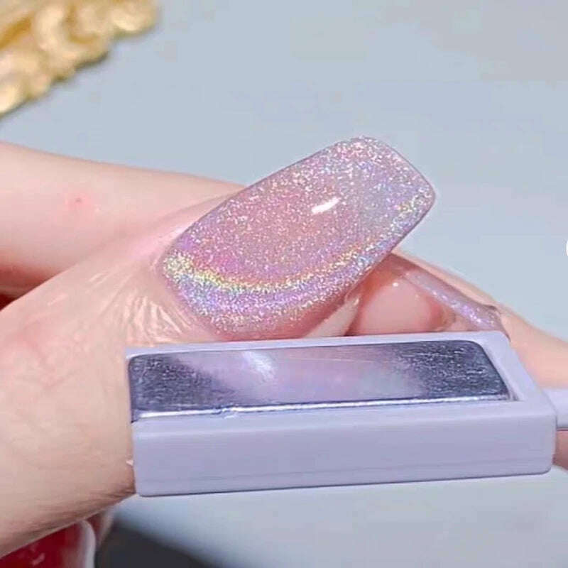 SHAKA 10ml Super Flash Laser Rainbow Cat Eye Gel Nail Polish, Versatile Sparkle Cat Eye Diamond Pigment Sparkle Rainbow - KIMLUD