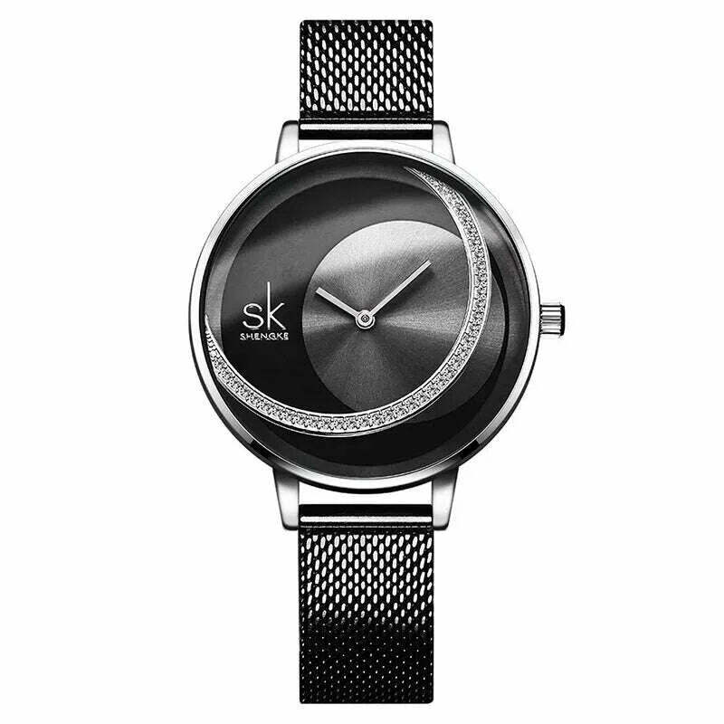Shengke Crystal Women Watch Luxury Brand Ladies Dress Watches Original Design Quartz Wrist Watches Creative SK Watch For Women - KIMLUD