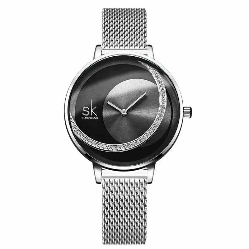 Shengke Crystal Women Watch Luxury Brand Ladies Dress Watches Original Design Quartz Wrist Watches Creative SK Watch For Women - KIMLUD