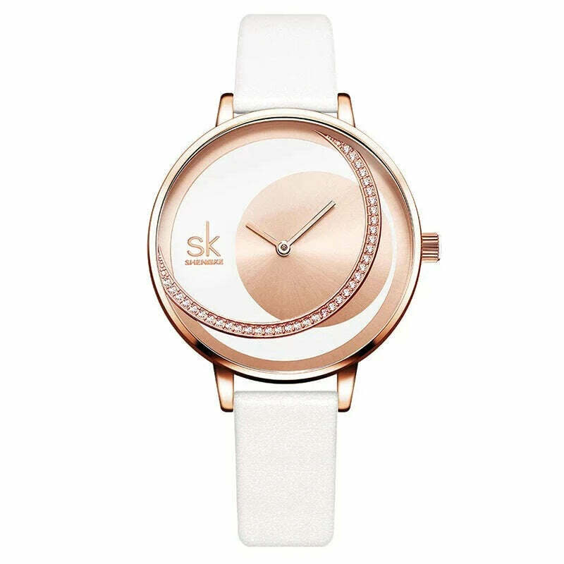 Shengke Crystal Women Watch Luxury Brand Ladies Dress Watches Original Design Quartz Wrist Watches Creative SK Watch For Women - KIMLUD