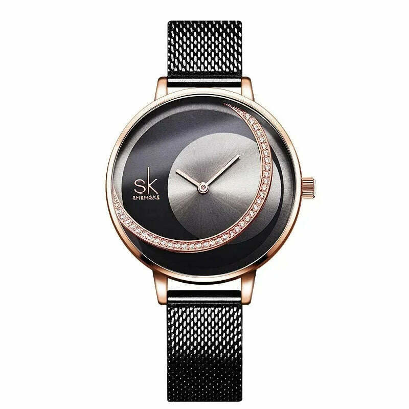Shengke Crystal Women Watch Luxury Brand Ladies Dress Watches Original Design Quartz Wrist Watches Creative SK Watch For Women - KIMLUD