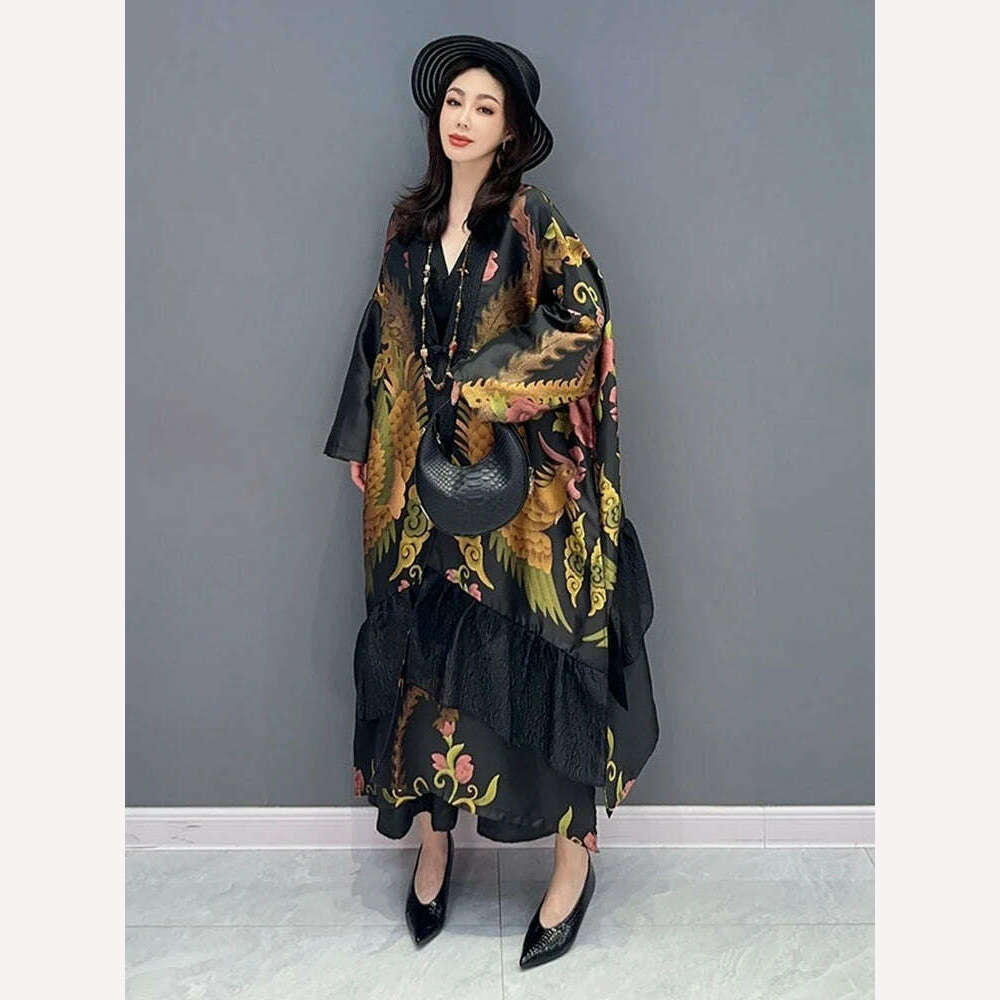 KIMLUD, SHENGPALAE Elegant Chic Loose Jacquard Cardigan Outerwear Women Fashion Long Trench Coat Women's 2024 Summer New Clothing 5R3493, KIMLUD Womens Clothes
