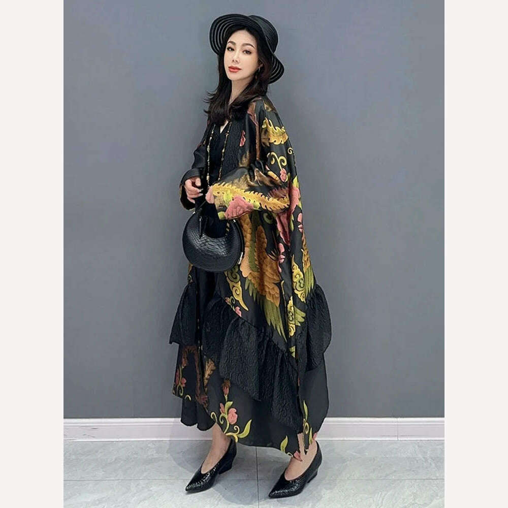 KIMLUD, SHENGPALAE Elegant Chic Loose Jacquard Cardigan Outerwear Women Fashion Long Trench Coat Women's 2024 Summer New Clothing 5R3493, KIMLUD Womens Clothes