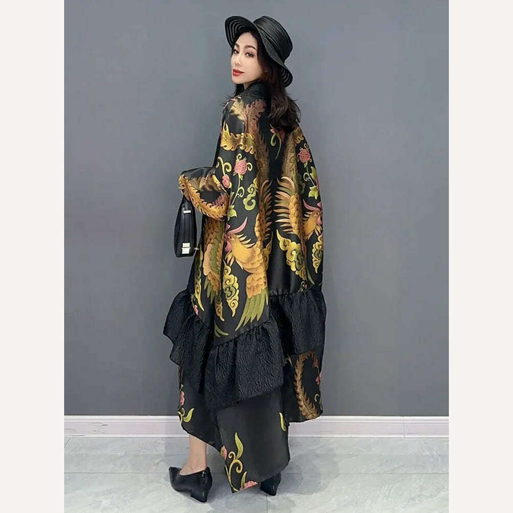 KIMLUD, SHENGPALAE Elegant Chic Loose Jacquard Cardigan Outerwear Women Fashion Long Trench Coat Women's 2024 Summer New Clothing 5R3493, KIMLUD Womens Clothes