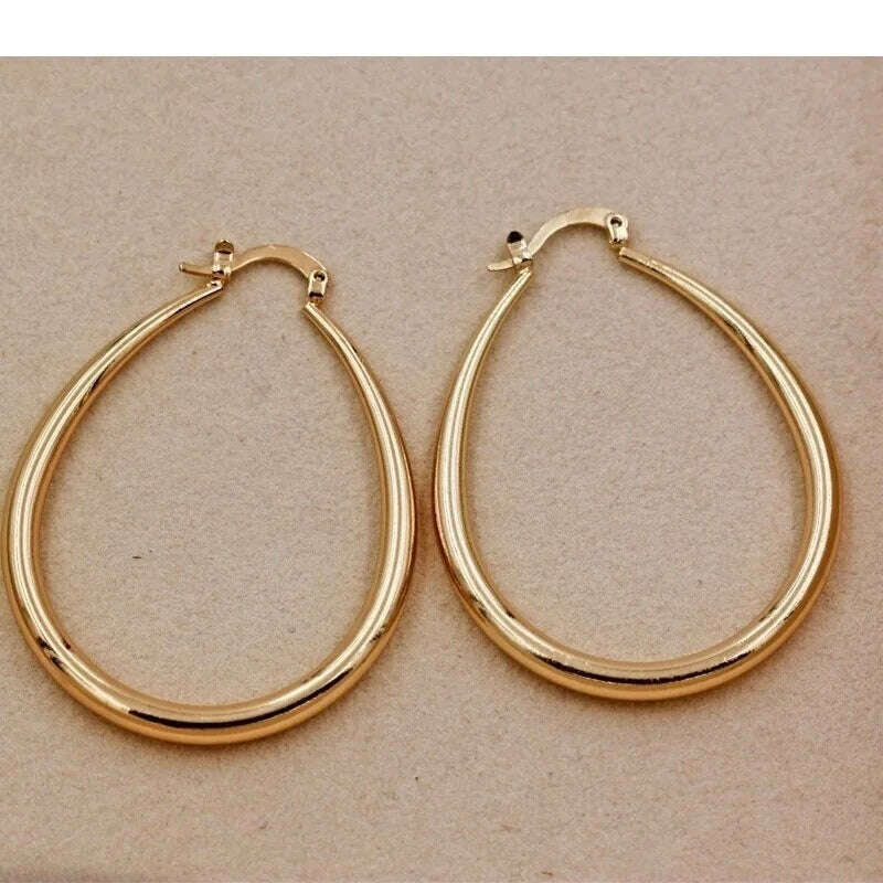 KIMLUD, Shine Gold Color Women Earrings Fashion Smooth Hoop Earrings for Women Engagement Wedding Jewelry Gift, KIMLUD Womens Clothes