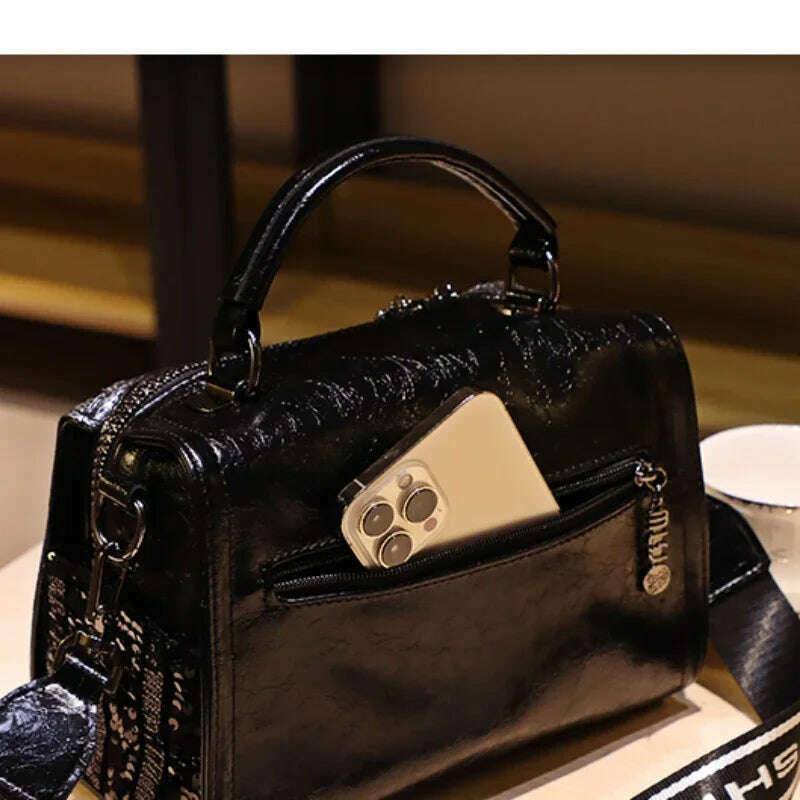 KIMLUD, Shining Sequins Women Handbag Ita Bag Real Leather Shoulder Bags Bolsas De Mujer Top Handle Tote Sac A Main, KIMLUD Womens Clothes