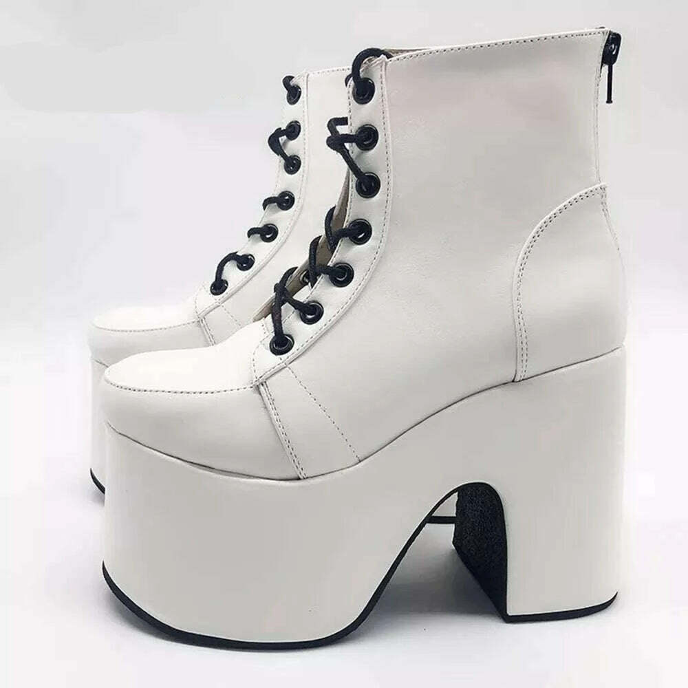 KIMLUD, Shiny Purple Ankle Boots Women's 2022 New Arrival Platform Round Toe Chunky Heel Cross Straps Sexy Fashion Show Party Shoes, as picture 5 / 33, KIMLUD APPAREL - Womens Clothes