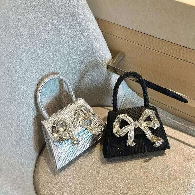 Shiny Rhinestone Evening Clutch Bags Women New Bow Crystal Clip Purse And Handbags Luxury Designer Wedding Party High Quality - KIMLUD