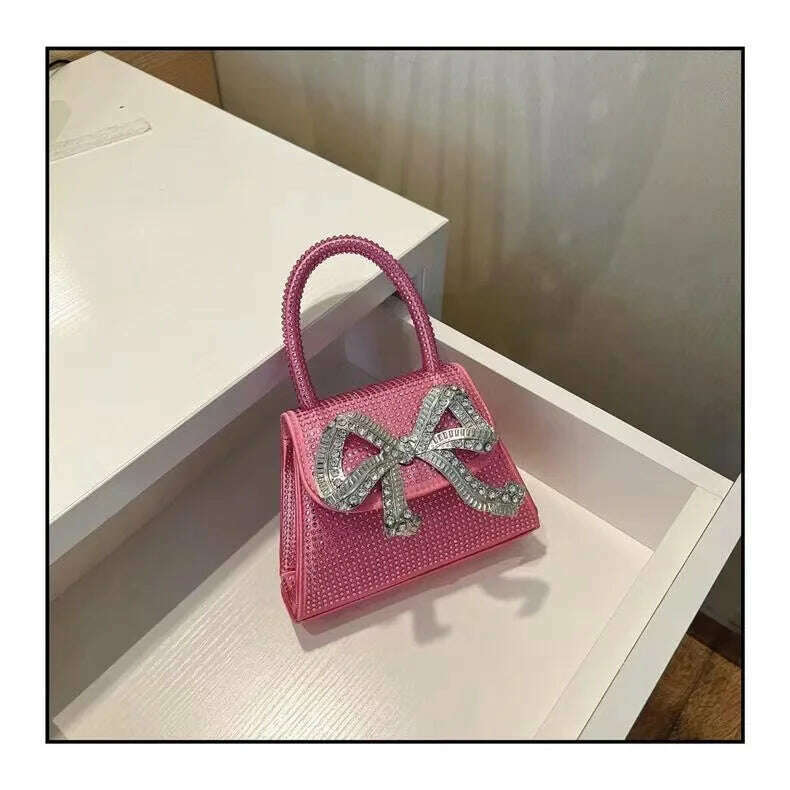 Shiny Rhinestone Evening Clutch Bags Women New Bow Crystal Clip Purse And Handbags Luxury Designer Wedding Party High Quality - KIMLUD