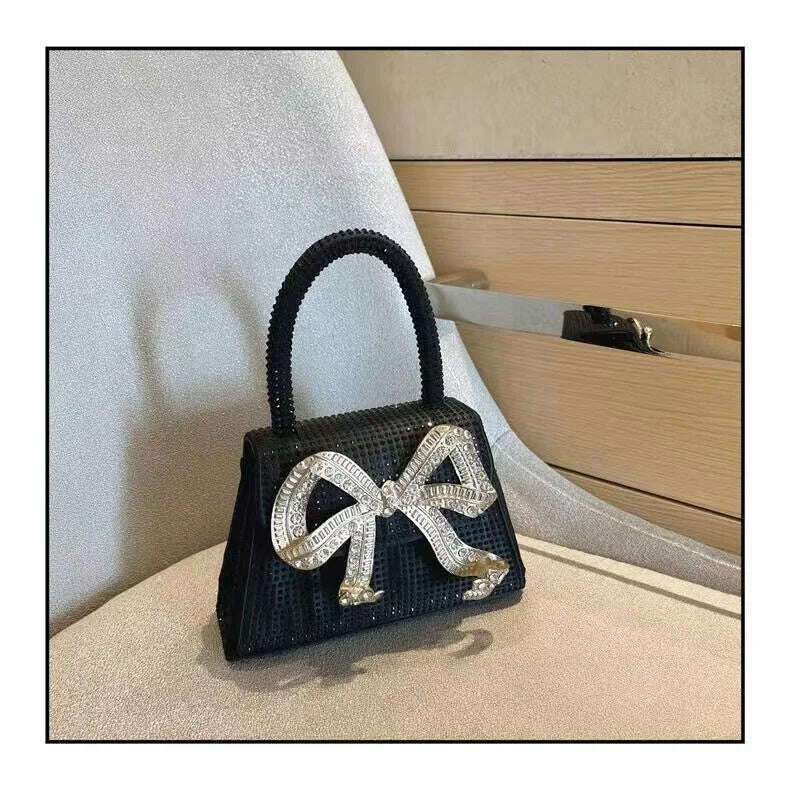 Shiny Rhinestone Evening Clutch Bags Women New Bow Crystal Clip Purse And Handbags Luxury Designer Wedding Party High Quality - KIMLUD