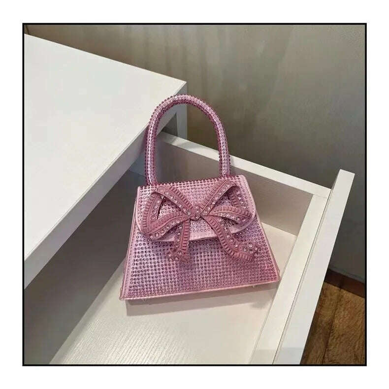 Shiny Rhinestone Evening Clutch Bags Women New Bow Crystal Clip Purse And Handbags Luxury Designer Wedding Party High Quality - KIMLUD
