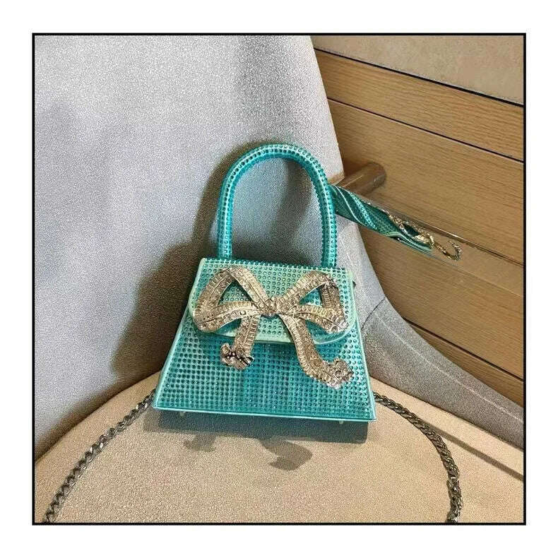 Shiny Rhinestone Evening Clutch Bags Women New Bow Crystal Clip Purse And Handbags Luxury Designer Wedding Party High Quality - KIMLUD