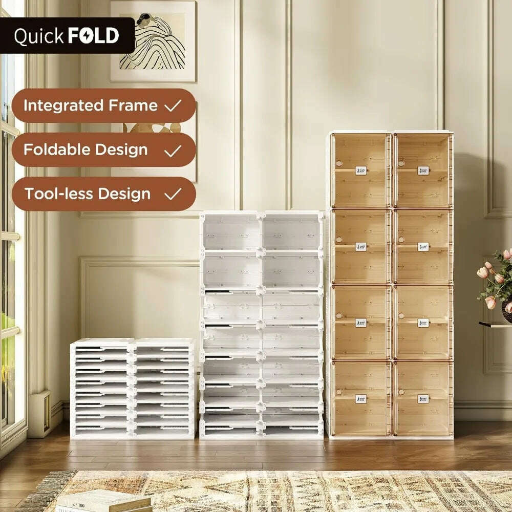 KIMLUD, Shoe Cabinet Storage Box, Portable Folding Shoe Rack, Large Sports Shoes Cabinet Box Strong and Easy To Assemble 8-16 Grids, KIMLUD Womens Clothes