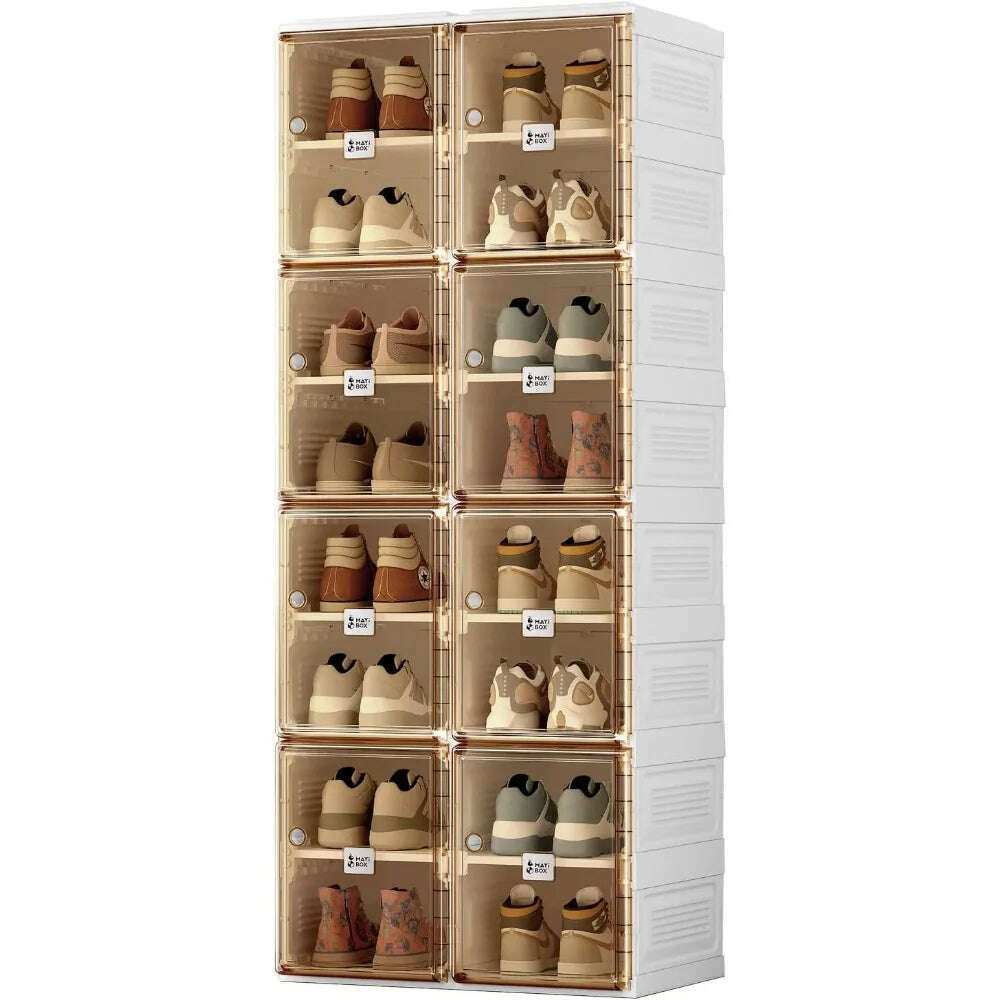 KIMLUD, Shoe Cabinet Storage Box, Portable Folding Shoe Rack, Large Sports Shoes Cabinet Box Strong and Easy To Assemble 8-16 Grids, KIMLUD Womens Clothes