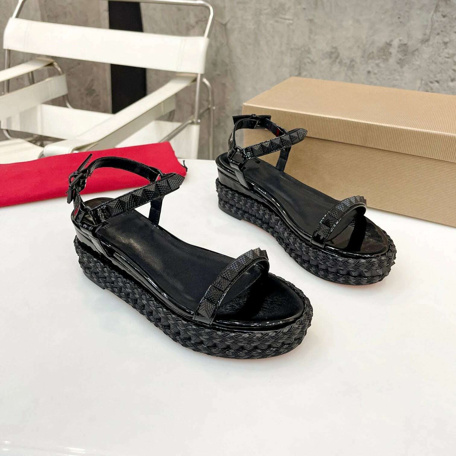 KIMLUD, Shoes For Women Size35-41 Genuine Leather Sandals Wedges Super High Heels Rivets Leopard Pumps Flat Platform Zapatillas Mujer, As Pic Heels 6cm 3 / 35, KIMLUD APPAREL - Womens Clothes