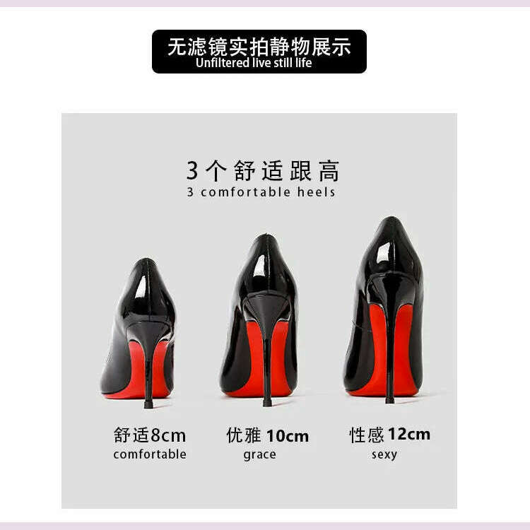 KIMLUD, Shoes Woman 2024 Trend Luxury Shoes For Women Brand Pumps Red Shiny Bottom Pointed Toe High Heels Party Elegant Ladies Shoe 2025, KIMLUD Womens Clothes