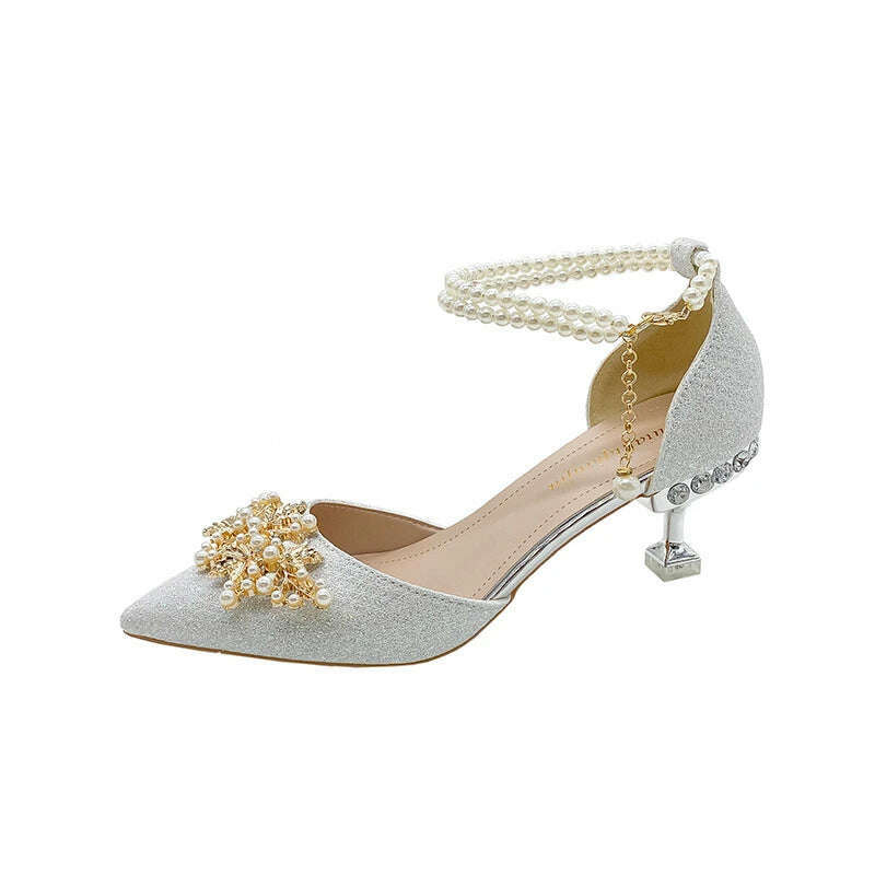 Shoes Women Summer High Heels Women Wedding Shoes Luxury Bride Gold Heels Mary Jane Shoes Ladies Pumps Sandals Zapatos De Mujer - KIMLUD