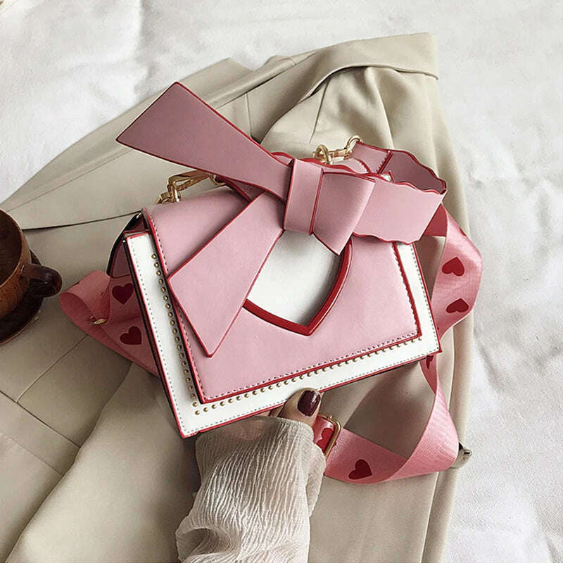 KIMLUD, Shoulder Bags Heart Handbags Fashion Designer Luxury Crossbody Bag for Women High Quality Casual Flap Female Cute Messenger Bags, Pink / 19x10x15cm, KIMLUD APPAREL - Womens Clothes