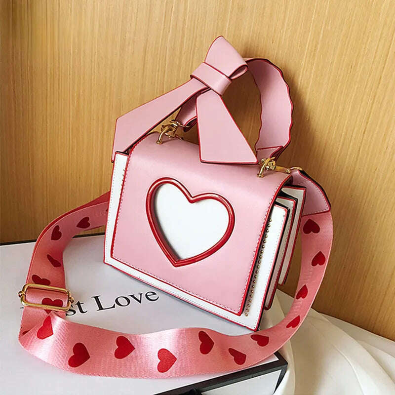 KIMLUD, Shoulder Bags Heart Handbags Fashion Designer Luxury Crossbody Bag for Women High Quality Casual Flap Female Cute Messenger Bags, KIMLUD Womens Clothes