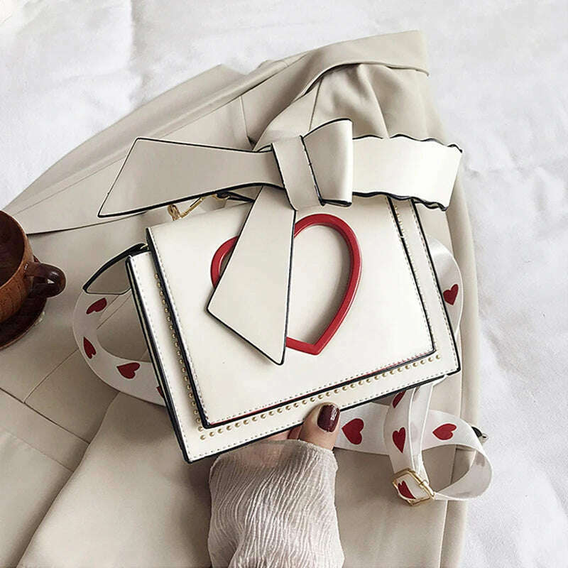 KIMLUD, Shoulder Bags Heart Handbags Fashion Designer Luxury Crossbody Bag for Women High Quality Casual Flap Female Cute Messenger Bags, White / 19x10x15cm, KIMLUD APPAREL - Womens Clothes