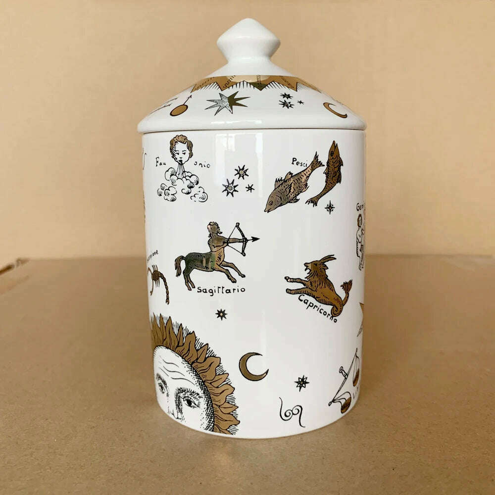 KIMLUD, Signs Of The Zodiac Italian Sun Star Moon Candle Holder Incense Candles Jar Cup Hotel Study Art Ornaments Home Decor Crafts, KIMLUD Womens Clothes