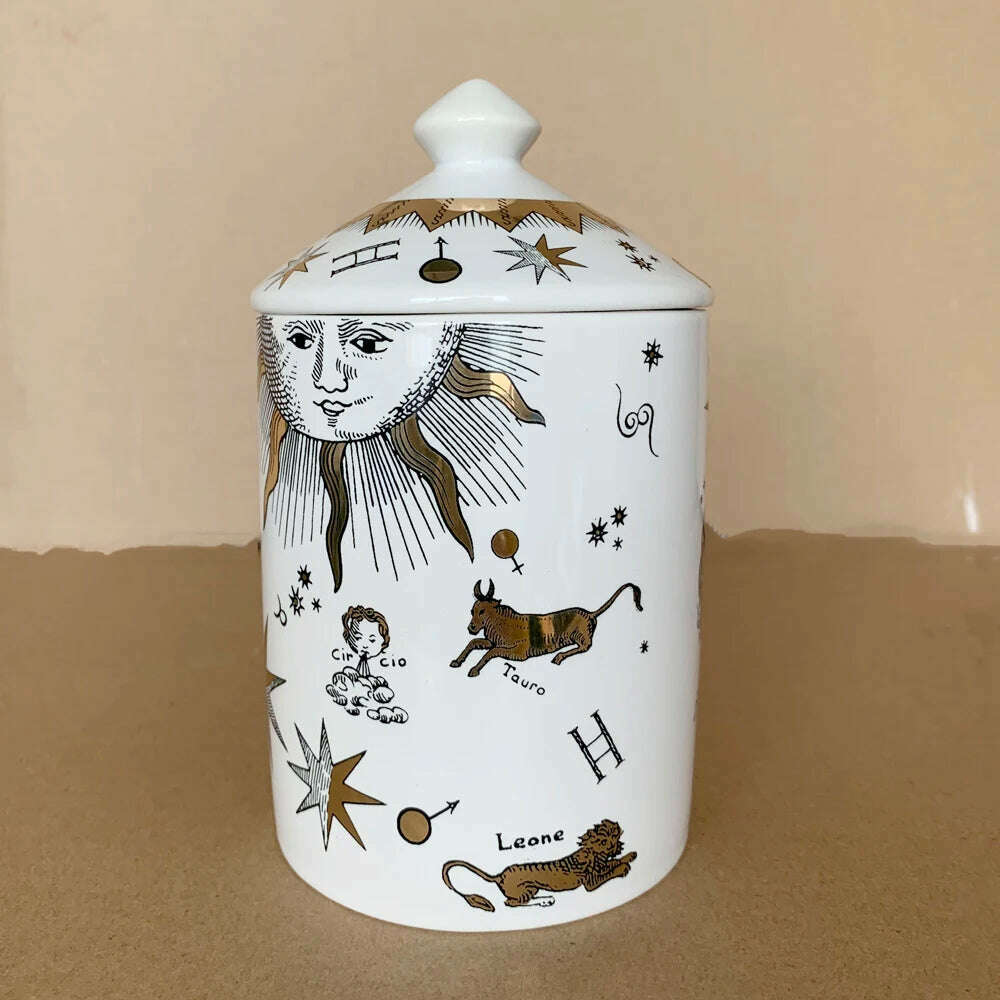 KIMLUD, Signs Of The Zodiac Italian Sun Star Moon Candle Holder Incense Candles Jar Cup Hotel Study Art Ornaments Home Decor Crafts, KIMLUD Womens Clothes