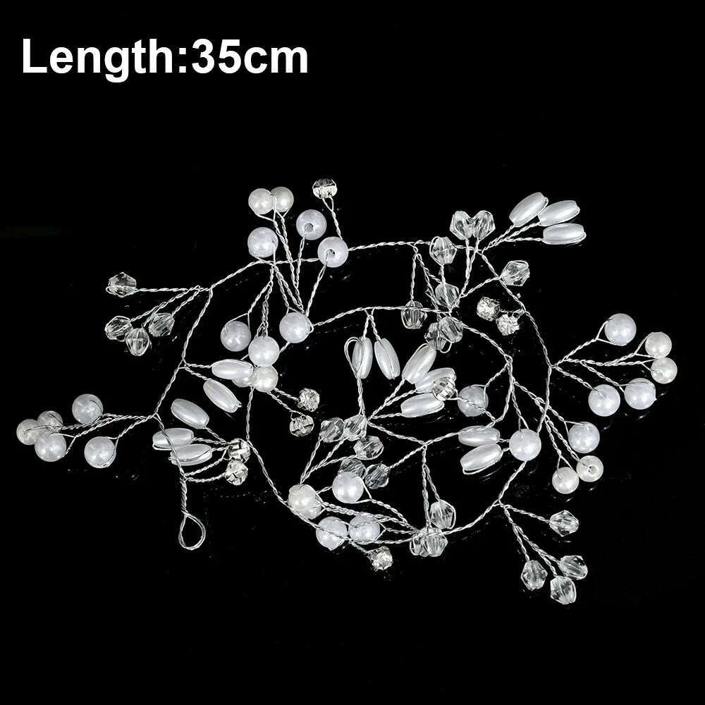 KIMLUD, Silver Color Pearl Rhinestone Wedding Hair Combs Hair Accessories for Women Accessories Hair Ornaments Jewelry Bridal Headpiece, Silver 35cm Vines, KIMLUD Womens Clothes