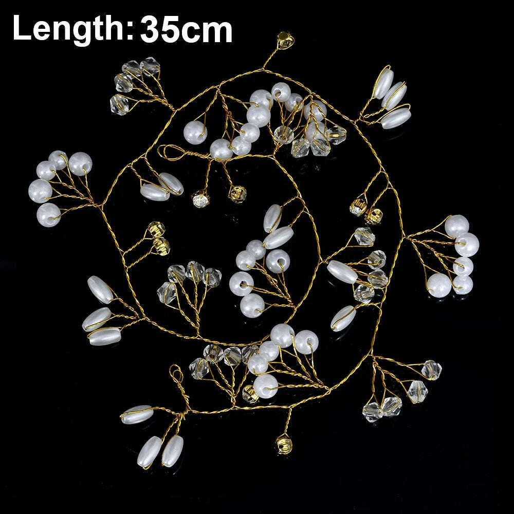 KIMLUD, Silver Color Pearl Rhinestone Wedding Hair Combs Hair Accessories for Women Accessories Hair Ornaments Jewelry Bridal Headpiece, Gold 35cm Vines, KIMLUD Womens Clothes