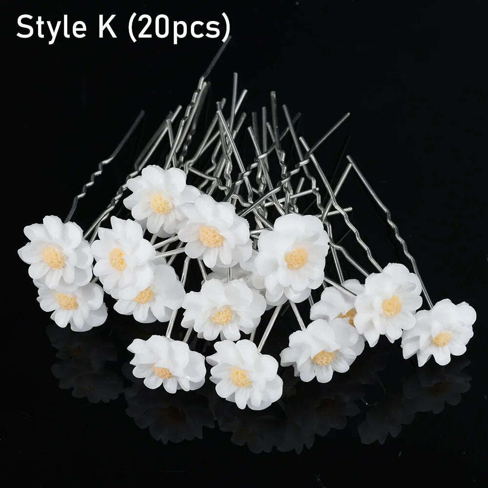 KIMLUD, Silver Color Pearl Rhinestone Wedding Hair Combs Hair Accessories for Women Accessories Hair Ornaments Jewelry Bridal Headpiece, 20pcs pins 3, KIMLUD Womens Clothes