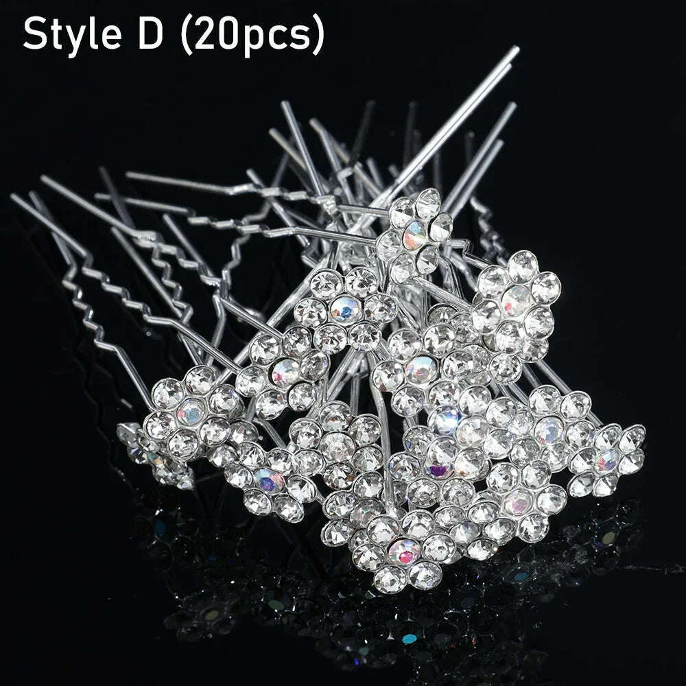 KIMLUD, Silver Color Pearl Rhinestone Wedding Hair Combs Hair Accessories for Women Accessories Hair Ornaments Jewelry Bridal Headpiece, 20pcs pins 6, KIMLUD Womens Clothes