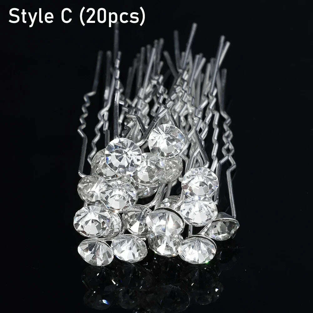 KIMLUD, Silver Color Pearl Rhinestone Wedding Hair Combs Hair Accessories for Women Accessories Hair Ornaments Jewelry Bridal Headpiece, 20pcs pins 7, KIMLUD Womens Clothes