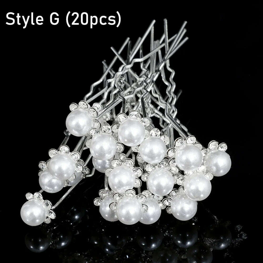 KIMLUD, Silver Color Pearl Rhinestone Wedding Hair Combs Hair Accessories for Women Accessories Hair Ornaments Jewelry Bridal Headpiece, 20pcs pins 11, KIMLUD Womens Clothes