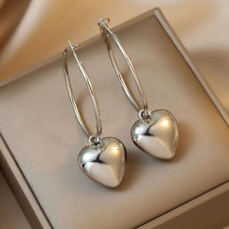 KIMLUD, Simple Big Heart Hoop Earrings For Women Personality Statement Earrings Earrings For Women Fashion Jewelry Accessories, C137, KIMLUD APPAREL - Womens Clothes
