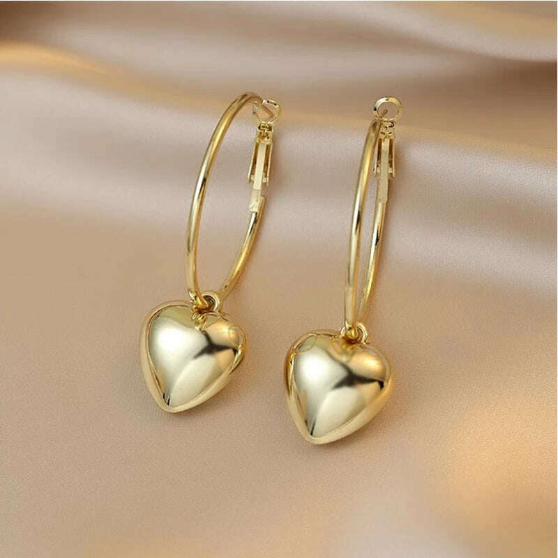 KIMLUD, Simple Big Heart Hoop Earrings For Women Personality Statement Earrings Earrings For Women Fashion Jewelry Accessories, C136, KIMLUD APPAREL - Womens Clothes