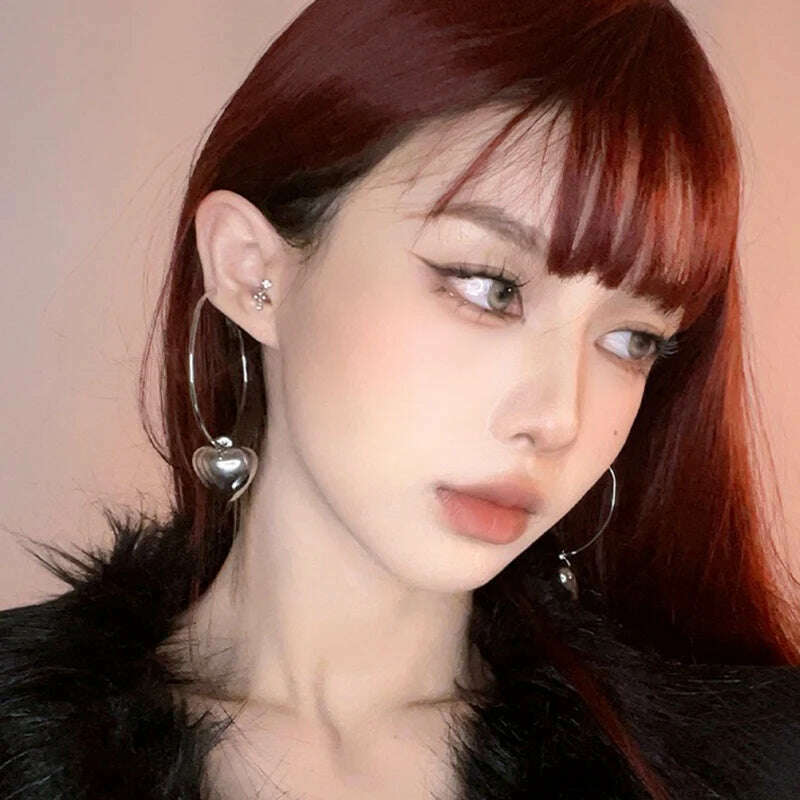 KIMLUD, Simple Big Heart Hoop Earrings For Women Personality Statement Earrings Earrings For Women Fashion Jewelry Accessories, KIMLUD Womens Clothes