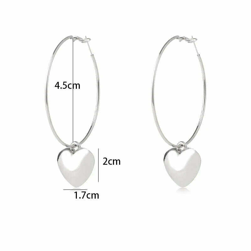 KIMLUD, Simple Big Heart Hoop Earrings For Women Personality Statement Earrings Earrings For Women Fashion Jewelry Accessories, KIMLUD Womens Clothes