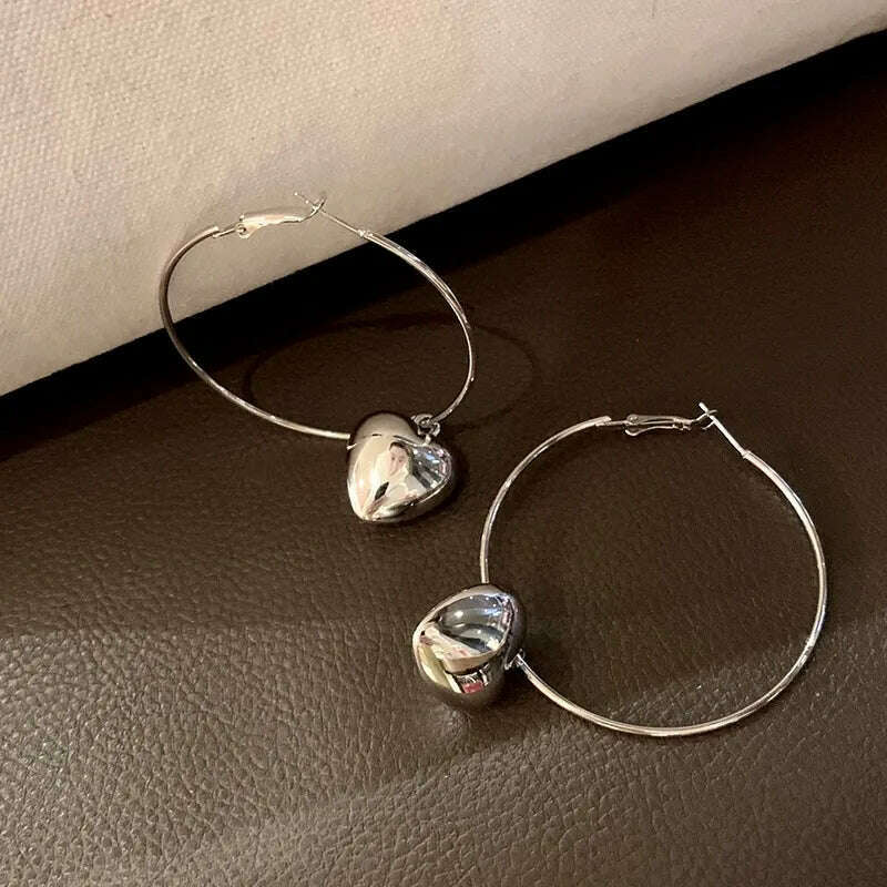 KIMLUD, Simple Big Heart Hoop Earrings For Women Personality Statement Earrings Earrings For Women Fashion Jewelry Accessories, KIMLUD Womens Clothes