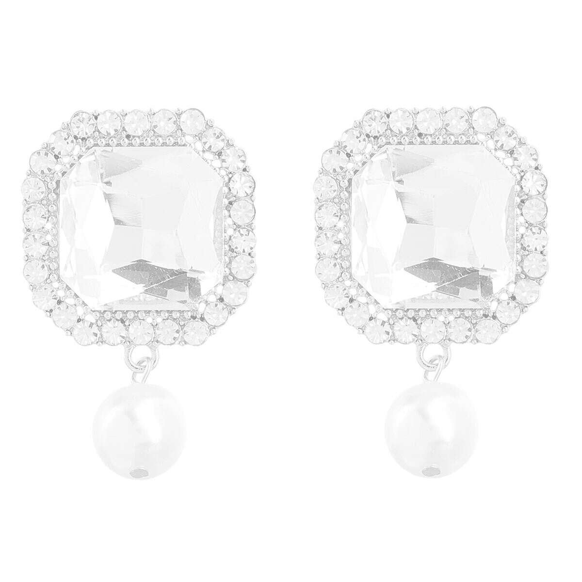 Simple Design Women Shiny Rhinestone Gems Drop Dangle Earrings Jewelry Maxi Lady's Statement Earrings Accessories - KIMLUD