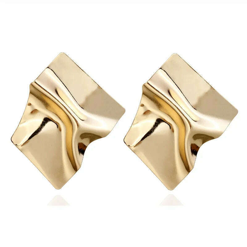 Simple fashion gold color Silver plated geometric Long Circle earrings for women fashion big hollow drop earrings jewelry - KIMLUD