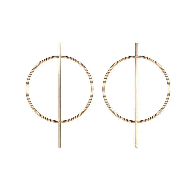 Simple fashion gold color Silver plated geometric Long Circle earrings for women fashion big hollow drop earrings jewelry - KIMLUD
