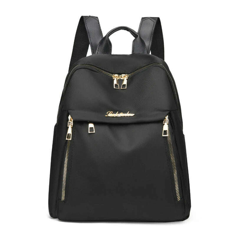 Simple Pu Black Large Capacity Backpacks Women Travel Bag Solid Harajuku Student Schoolbag Backpack Unisex Bags High Street - KIMLUD