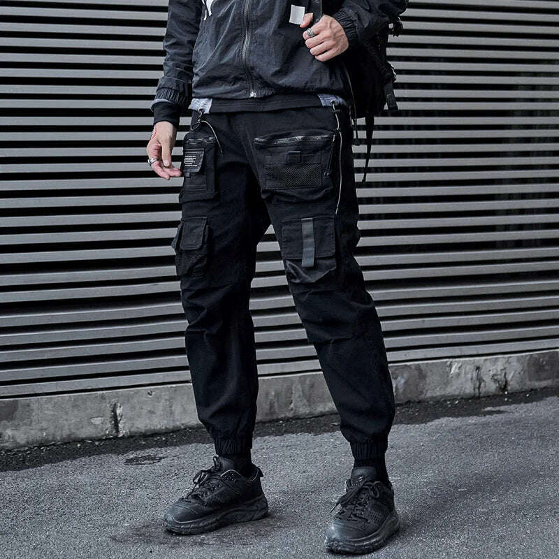 KIMLUD, Single Road Mens Cargo Pants Men Fashion 2022 Black Baggy Joggers Techwear Men Hip Hop Harajuku Streetwear Trousers Cotton Pants, Asian-M / Black Cargo Pants, KIMLUD Women's Clothes